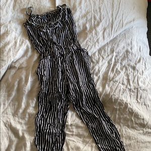 Black & white striped jumpsuit